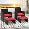 2 Piece Mix Brown Rattan Ottoman Footstool with Cushions, Metal Frame and 400 lbs Capacity